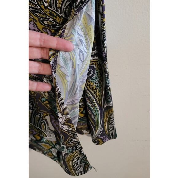 Carmen Carmen Marc Valvo Faux Wrap V-Neck Paisley Print Dress Small - Picture 7 of 9